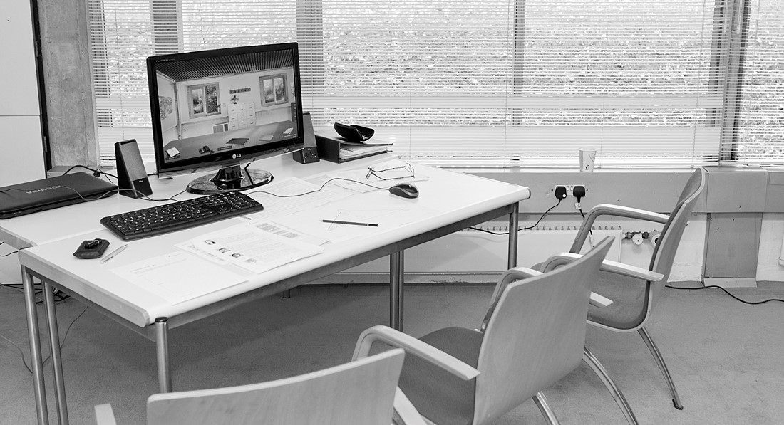 image of a computer screen in an office