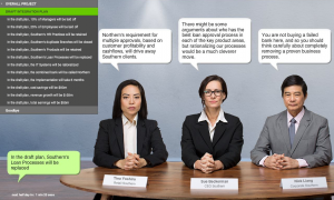 Mutari image of business people round table with speech bubbles above them