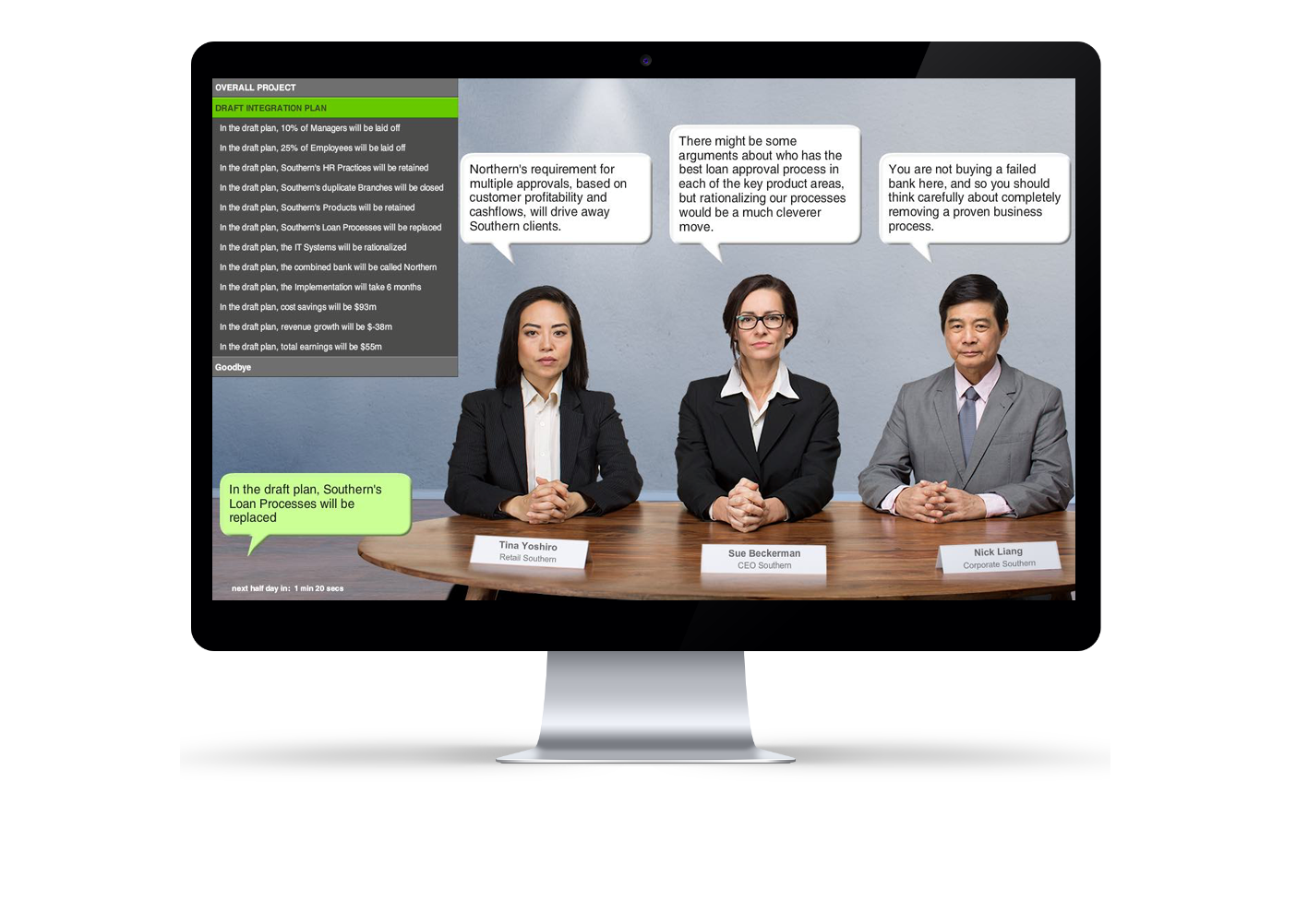 Mutari image of business people round table with speech bubbles above them